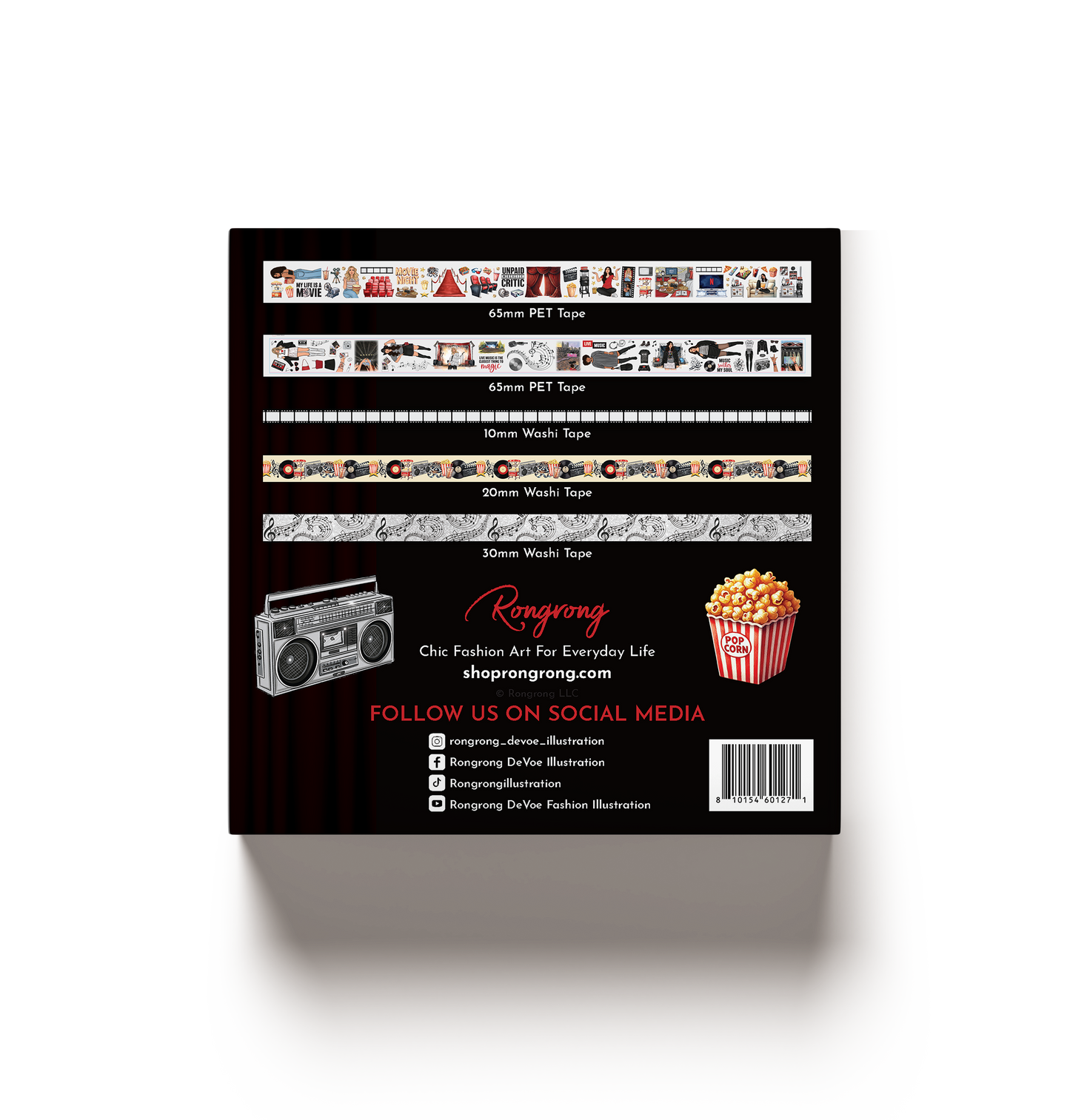 My Favorite Things Music & Movies Edition Pre-cut PET Tape + Washi Box (Set of 6)