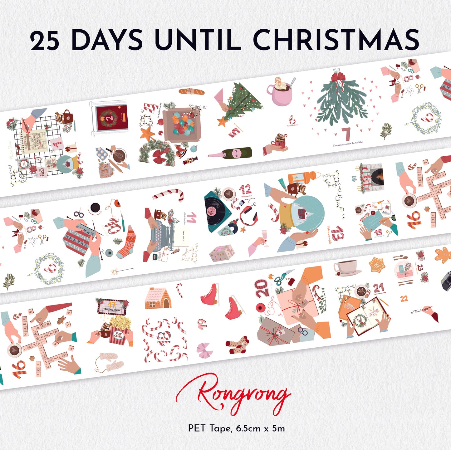 25 Days Until Christmas PET Tape (updated version 2.0) (Set of 6)