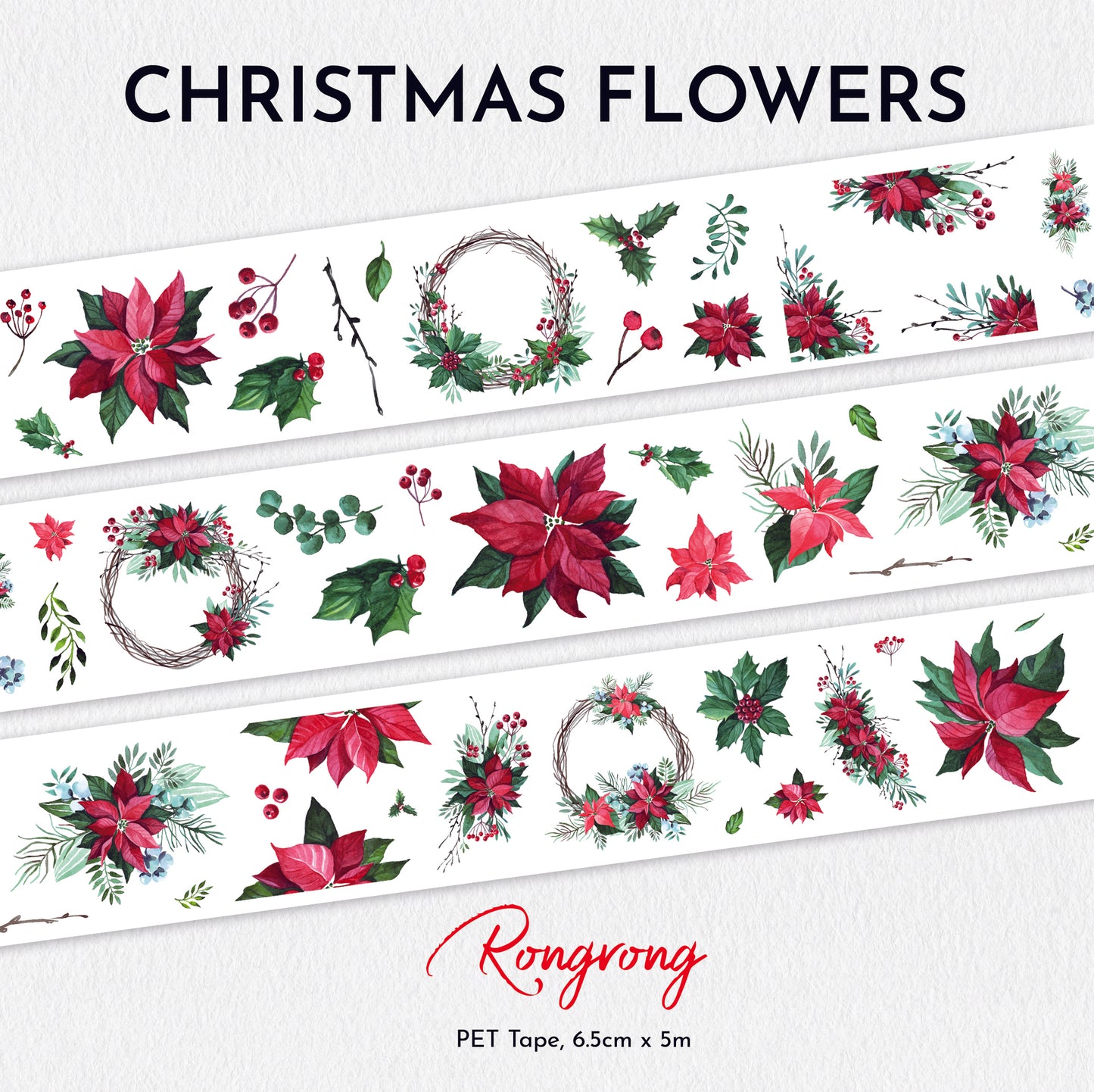 Christmas Flowers PET Tape (updated version 2.0)[Holiday 2023] (Set of 6)