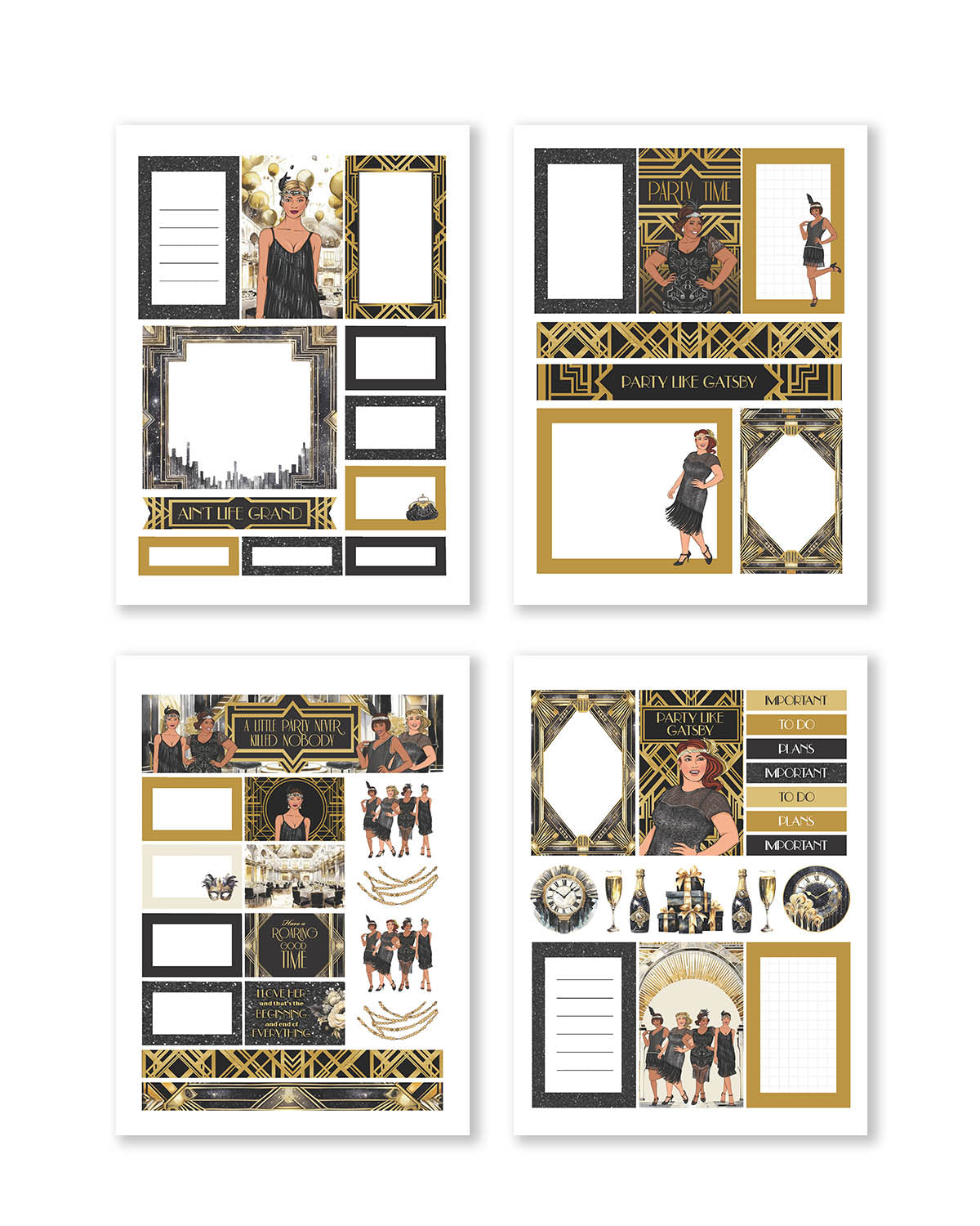 Gatsby Planner Sticker Pack [ Gold Foil ] [ December] (Set of 6)