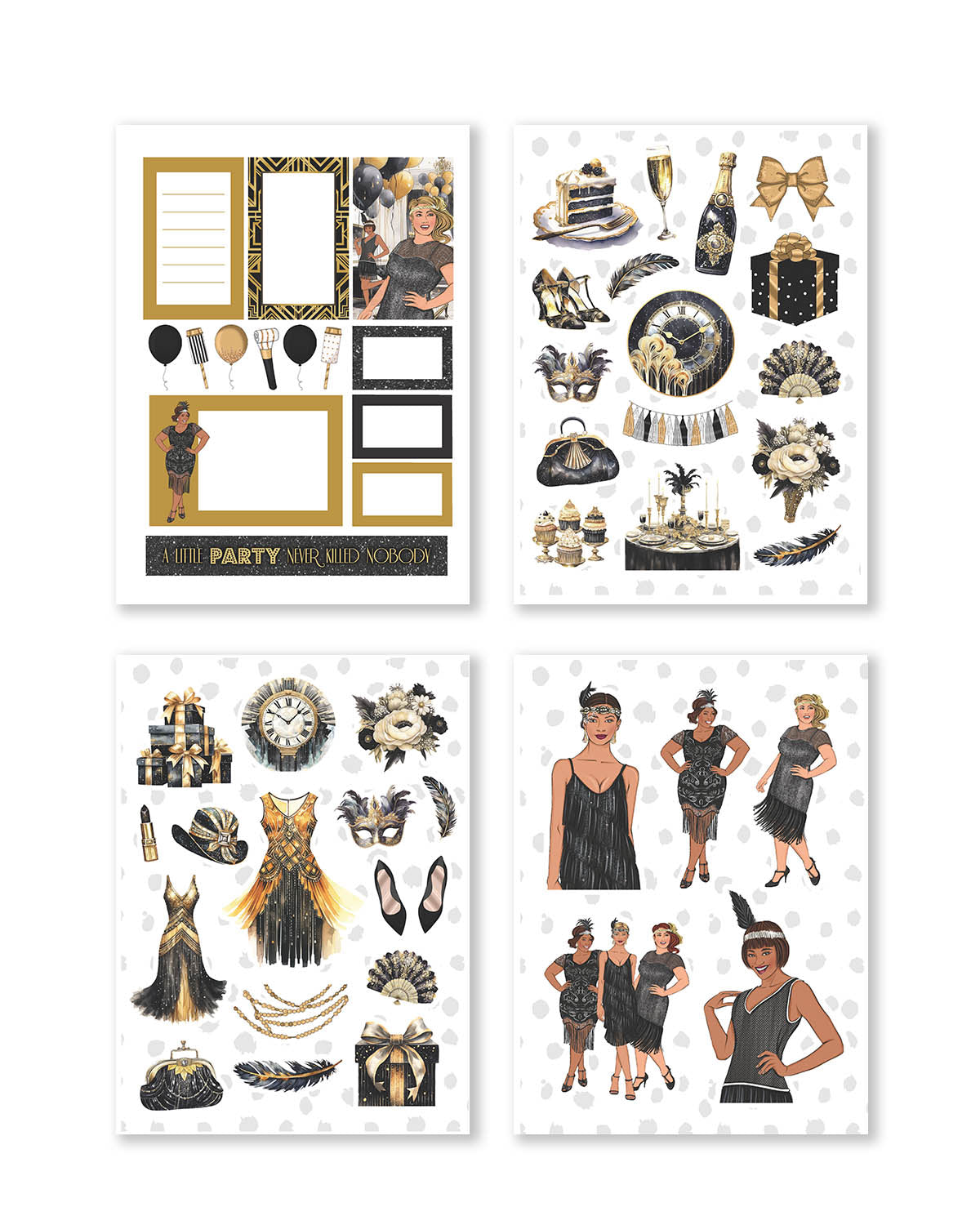 Gatsby Planner Sticker Pack [ Gold Foil ] [ December] (Set of 6)