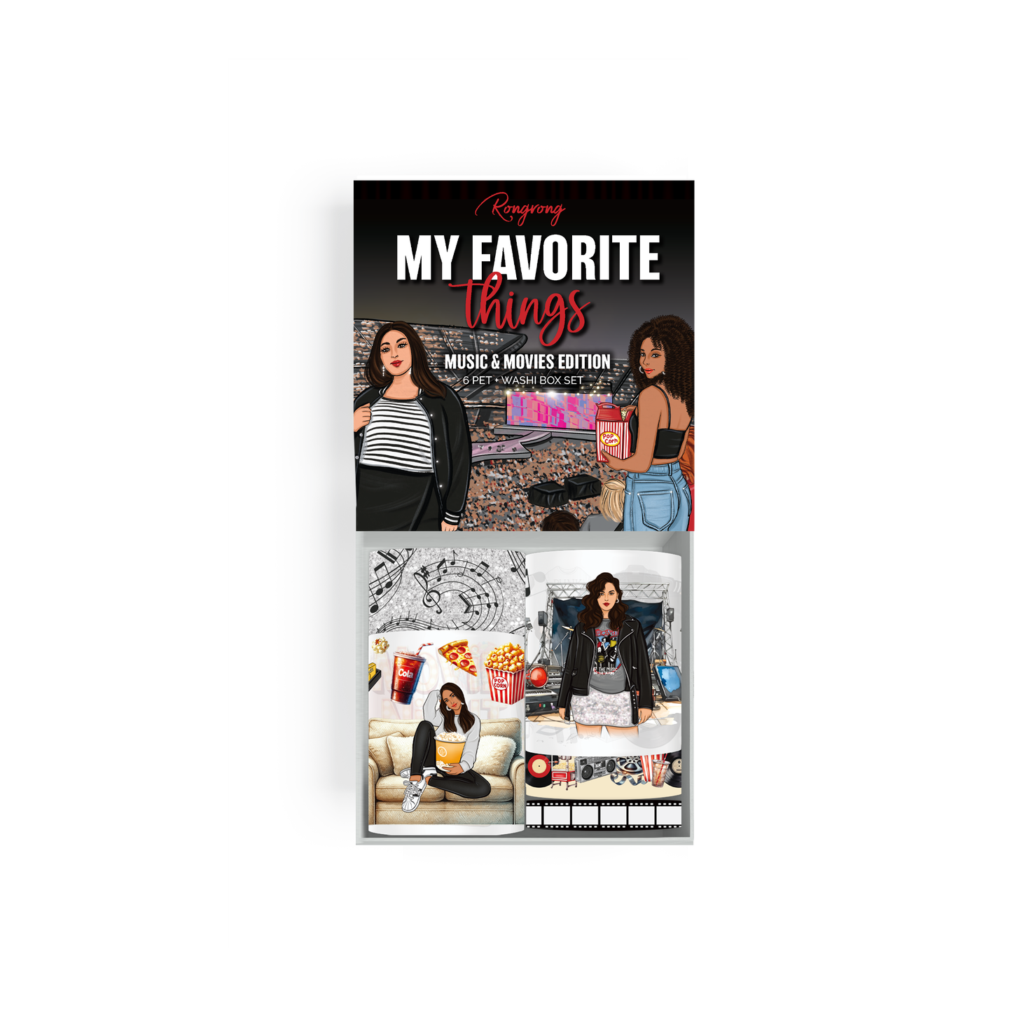 My Favorite Things Music & Movies Edition Pre-cut PET Tape + Washi Box (Set of 6)