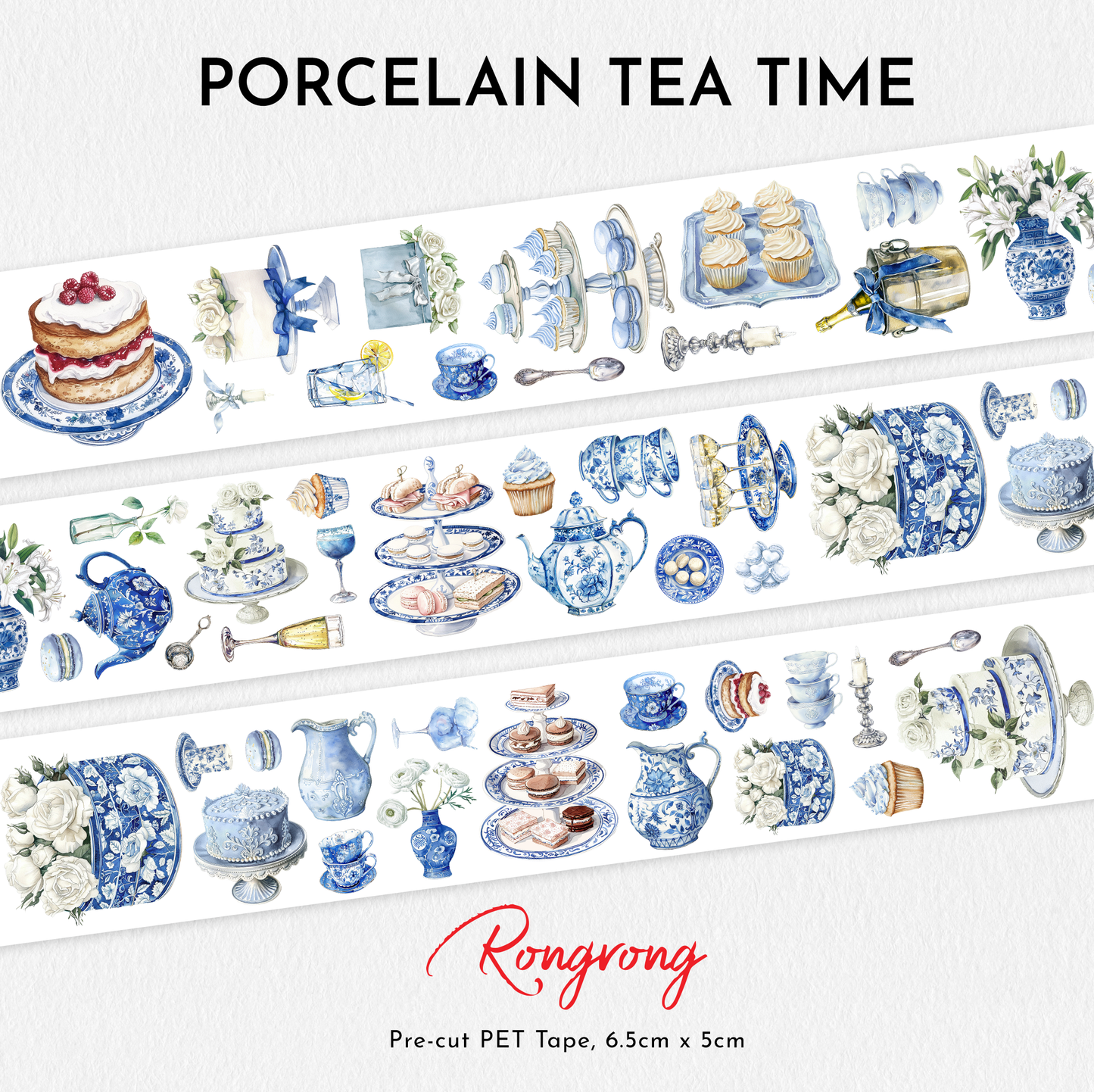 Porcelain Tea Time PET Tape (Set of 6)