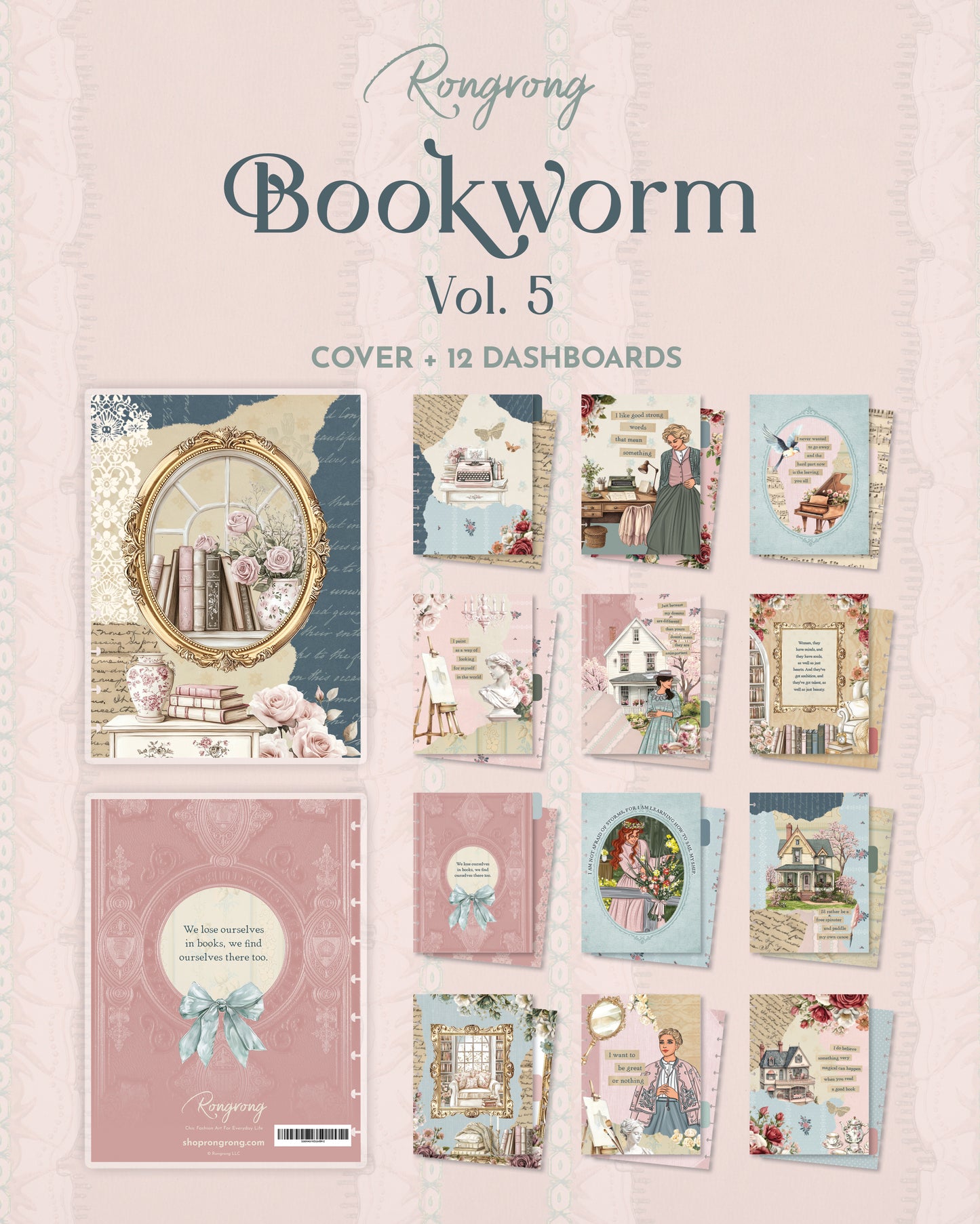 Bookworm Vol.5  Planner Cover + 12-Month Dashboards with Tabs (Set of 6)