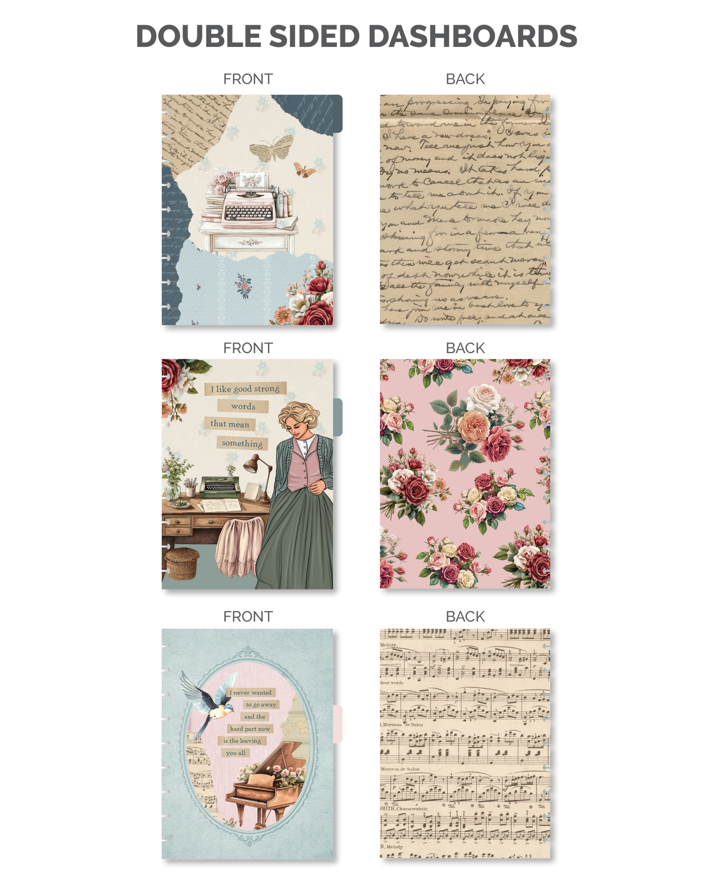 Bookworm Vol.5  Planner Cover + 12-Month Dashboards with Tabs (Set of 6)