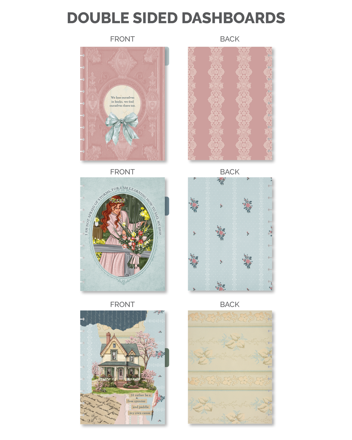 Bookworm Vol.5  Planner Cover + 12-Month Dashboards with Tabs (Set of 6)