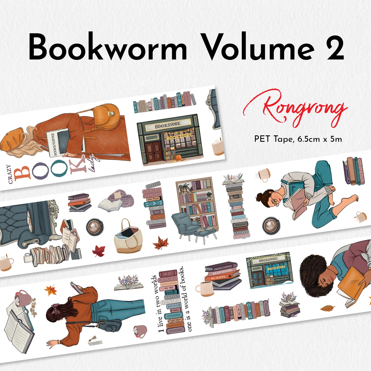 Bookworm Vol. 2 PET Tape (updated version 2.0) (Set of 6)