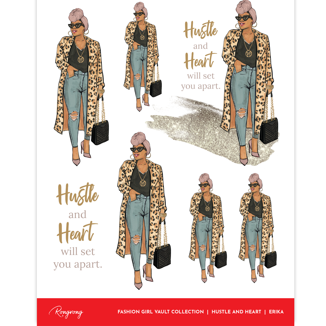 Hustle and Heart (Erika) Planner Sticker Sheet [Vault Collection] (Set of 6)