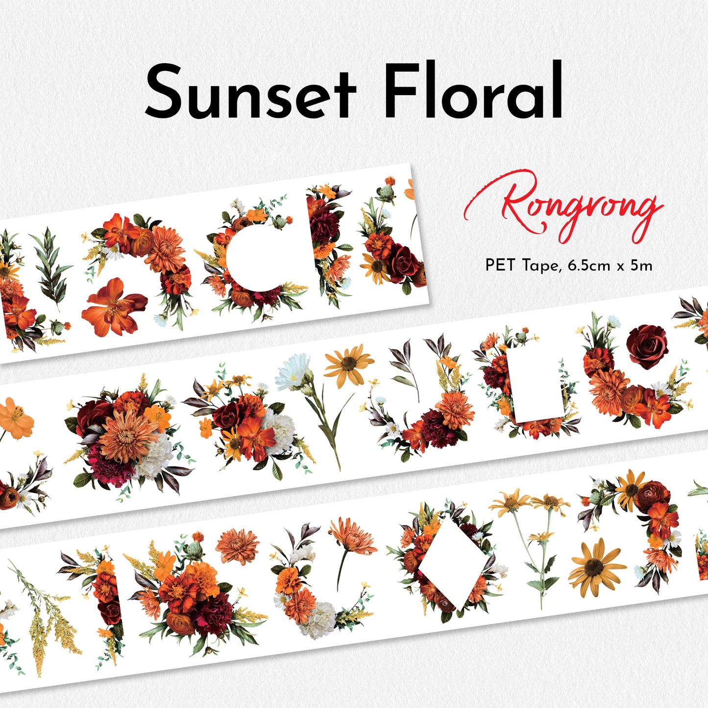 Sunset Floral PET Tape (updated version 2.0) (Set of 6)