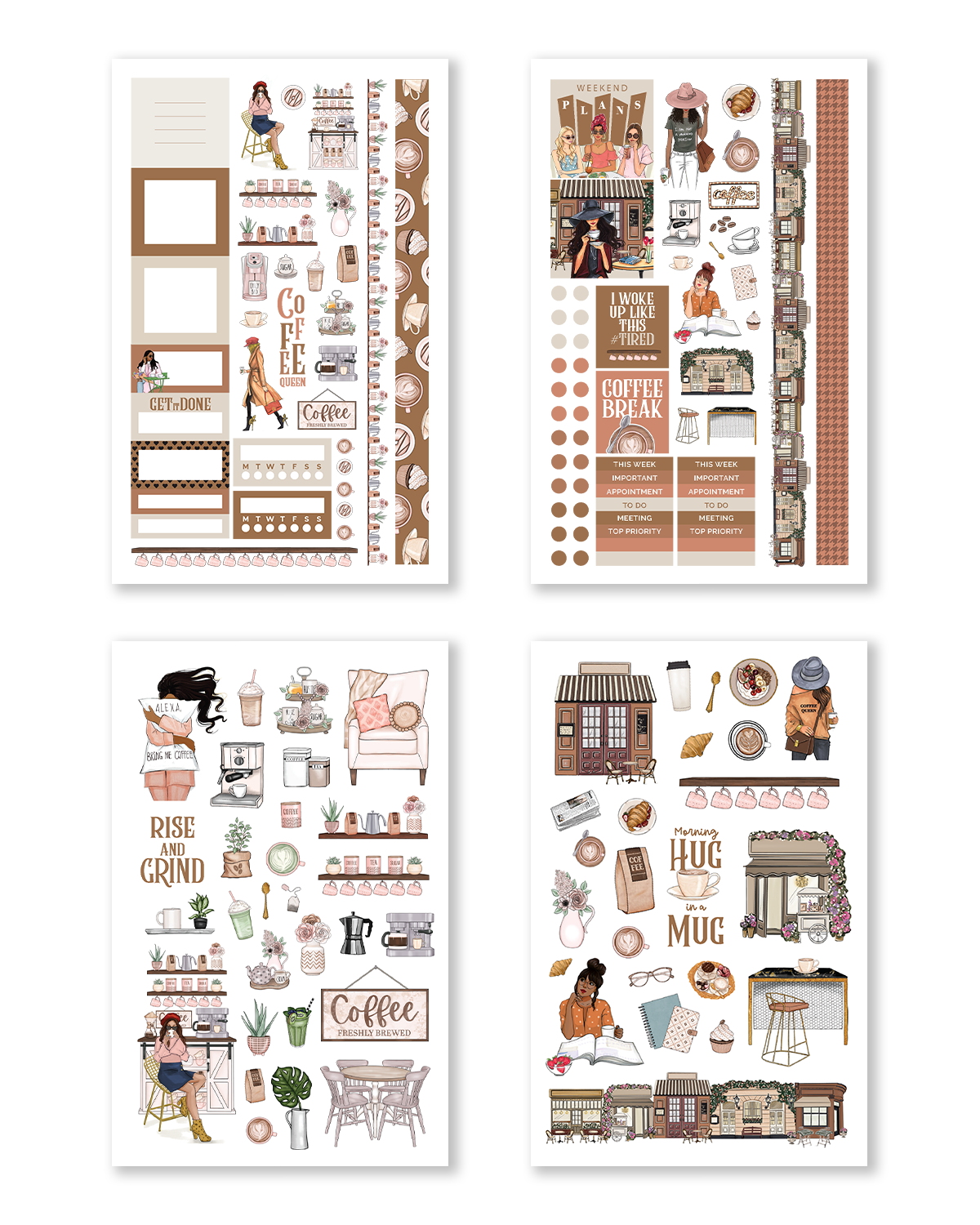 Coffee Queen Hobonichi Sticker Book (Set of 6 and Set of 10)