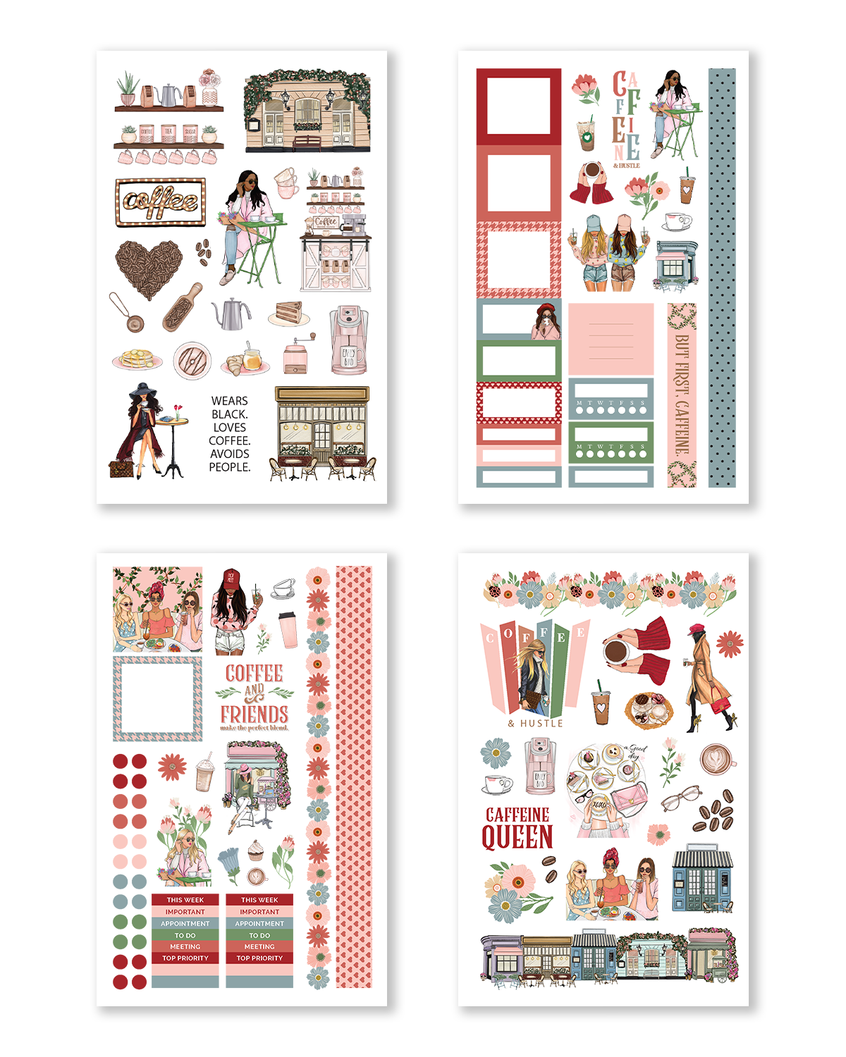 Coffee Queen Hobonichi Sticker Book (Set of 6 and Set of 10)