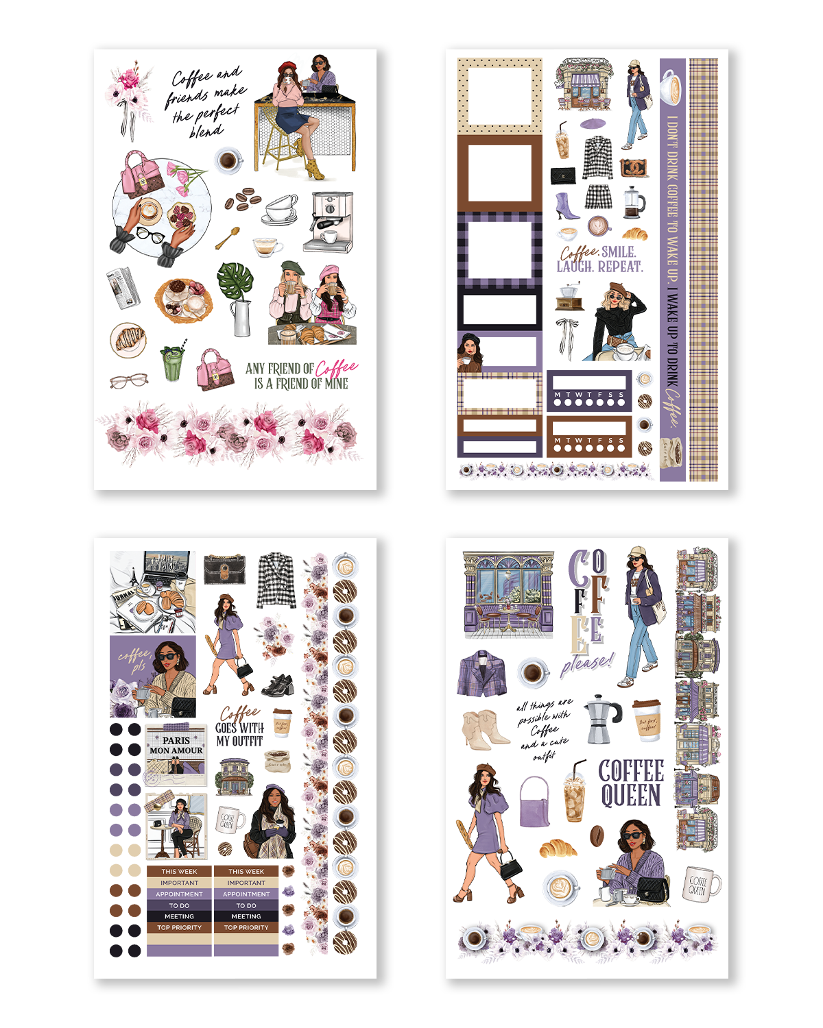 Coffee Queen Hobonichi Sticker Book (Set of 6 and Set of 10)