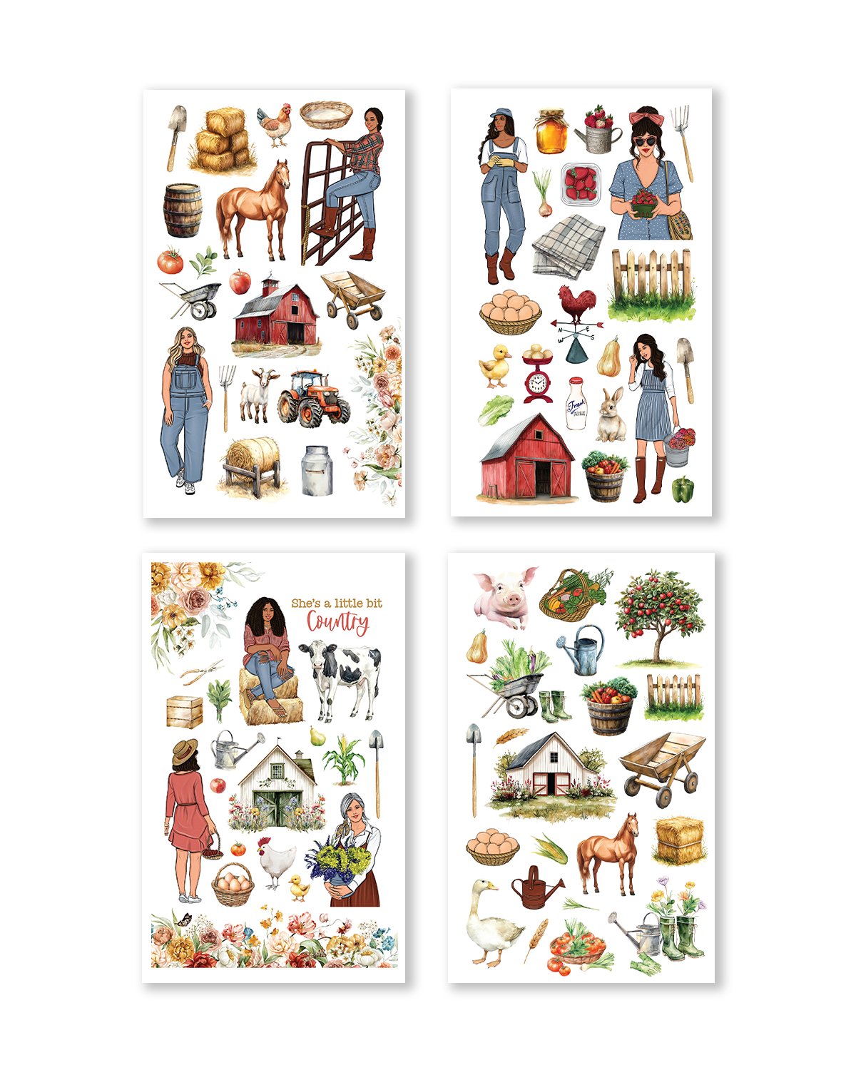 Country Charm Sticker Book (Set of 6)