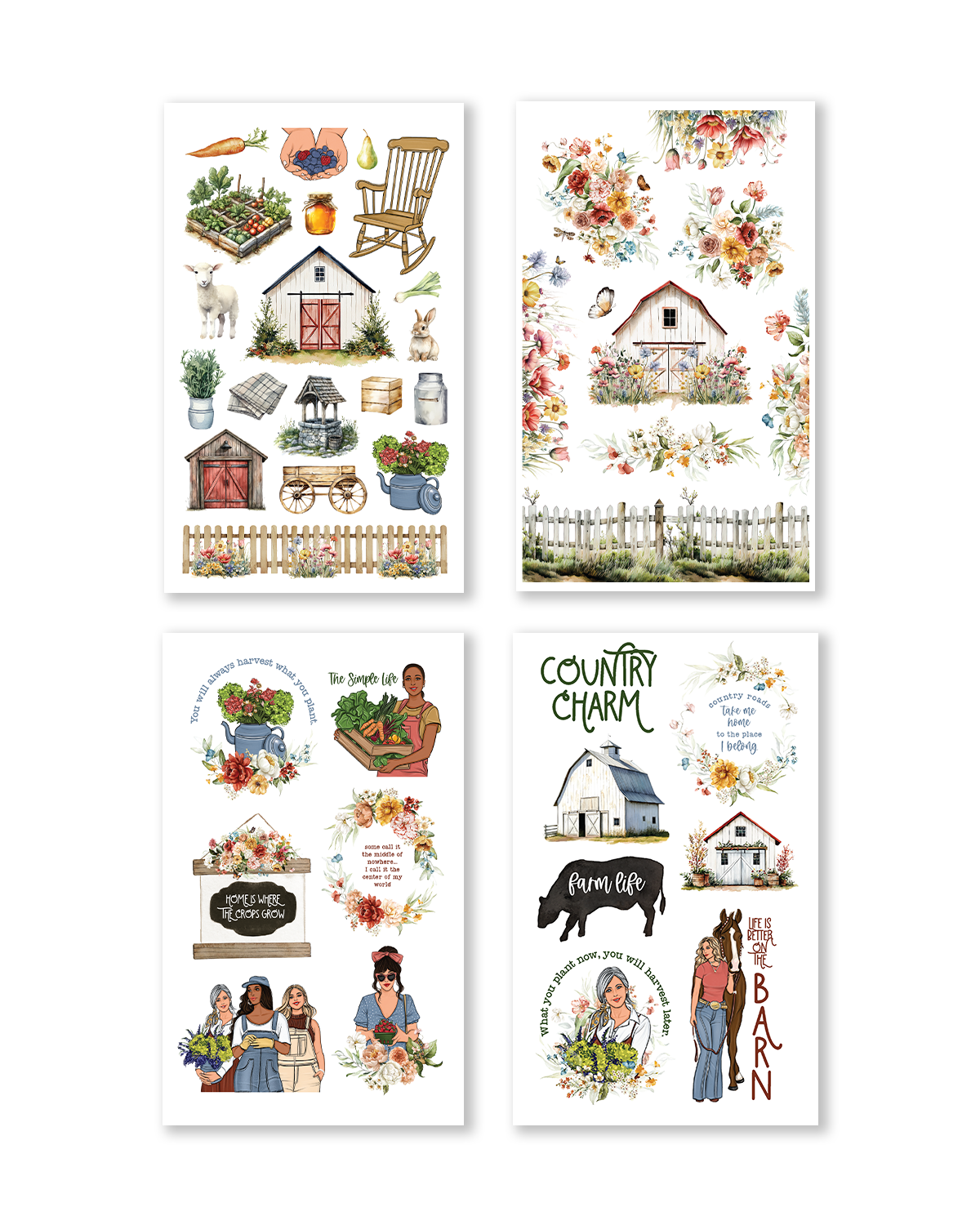 Country Charm Sticker Book (Set of 6)