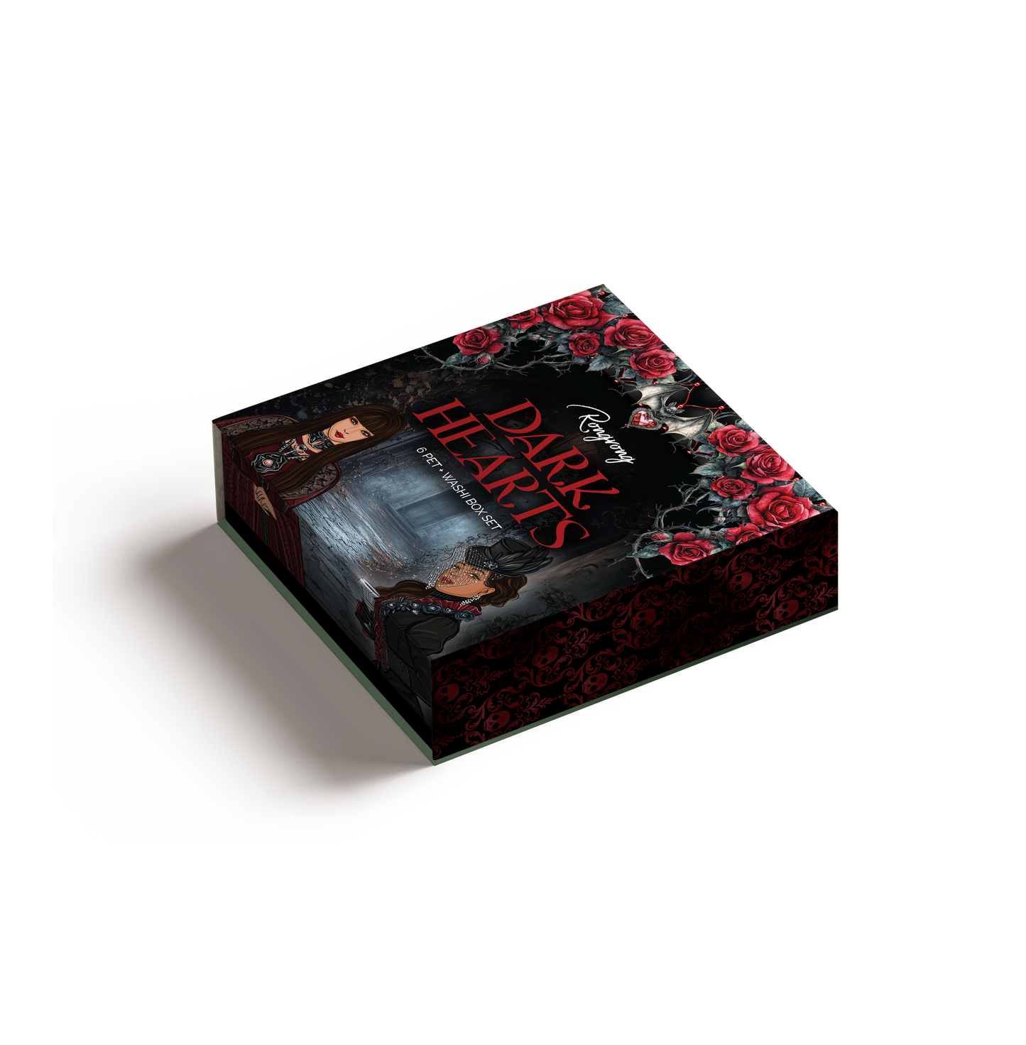 Dark Hearts Pre-cut PET Tape + Washi Box (Set of 6)