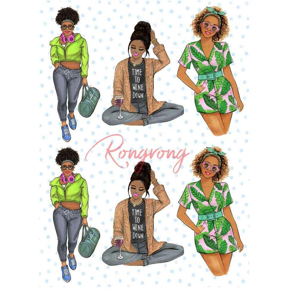 Black Women Print Planner Stickers, Stickers