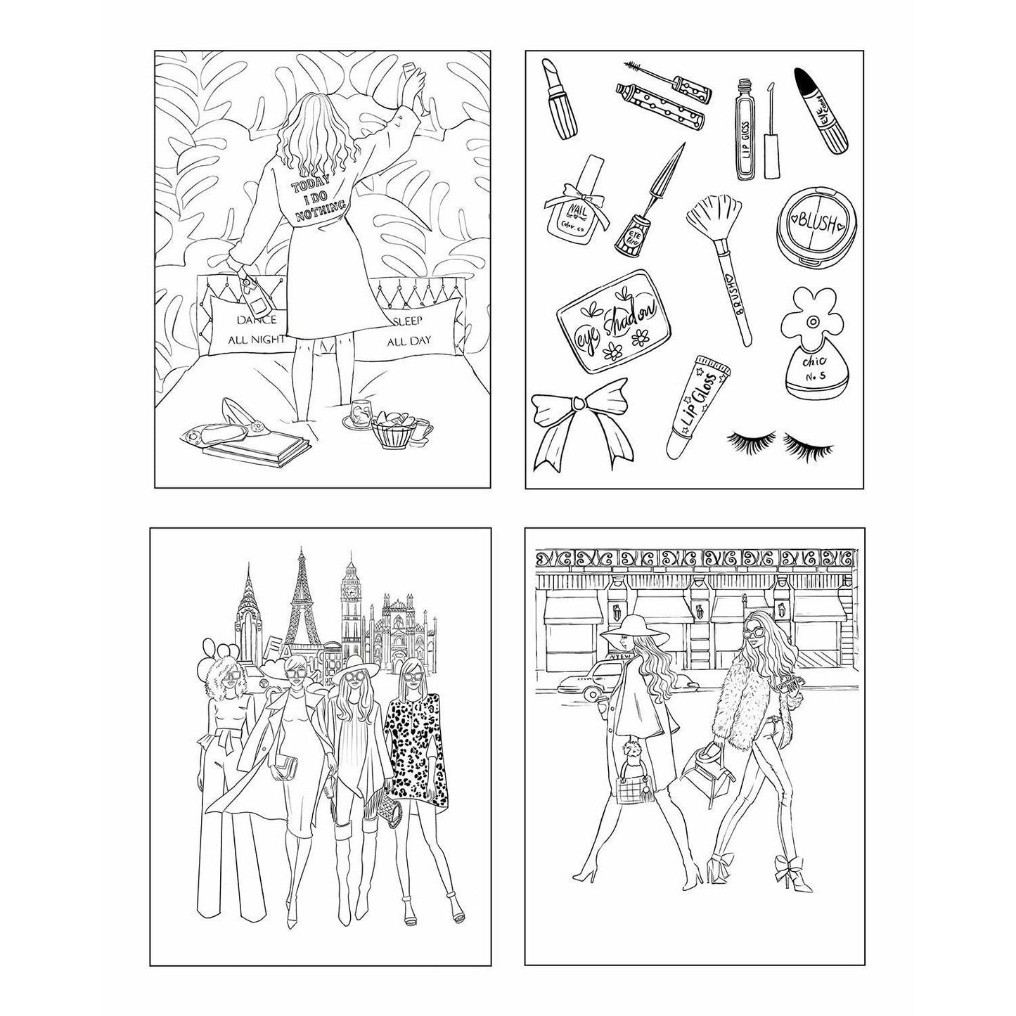 Rongrong Girls Fashion Coloring Book (Set of 6)