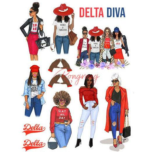 Red and white Sorority Planner Sticker Set (Set of 6)