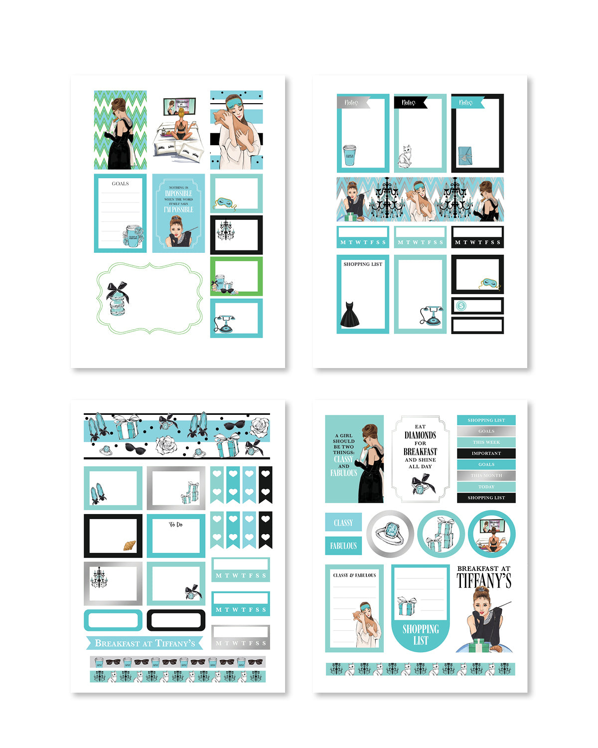 Breakfast at Tiffany's Sticker Pack (Silver Foil) (Set of 6)