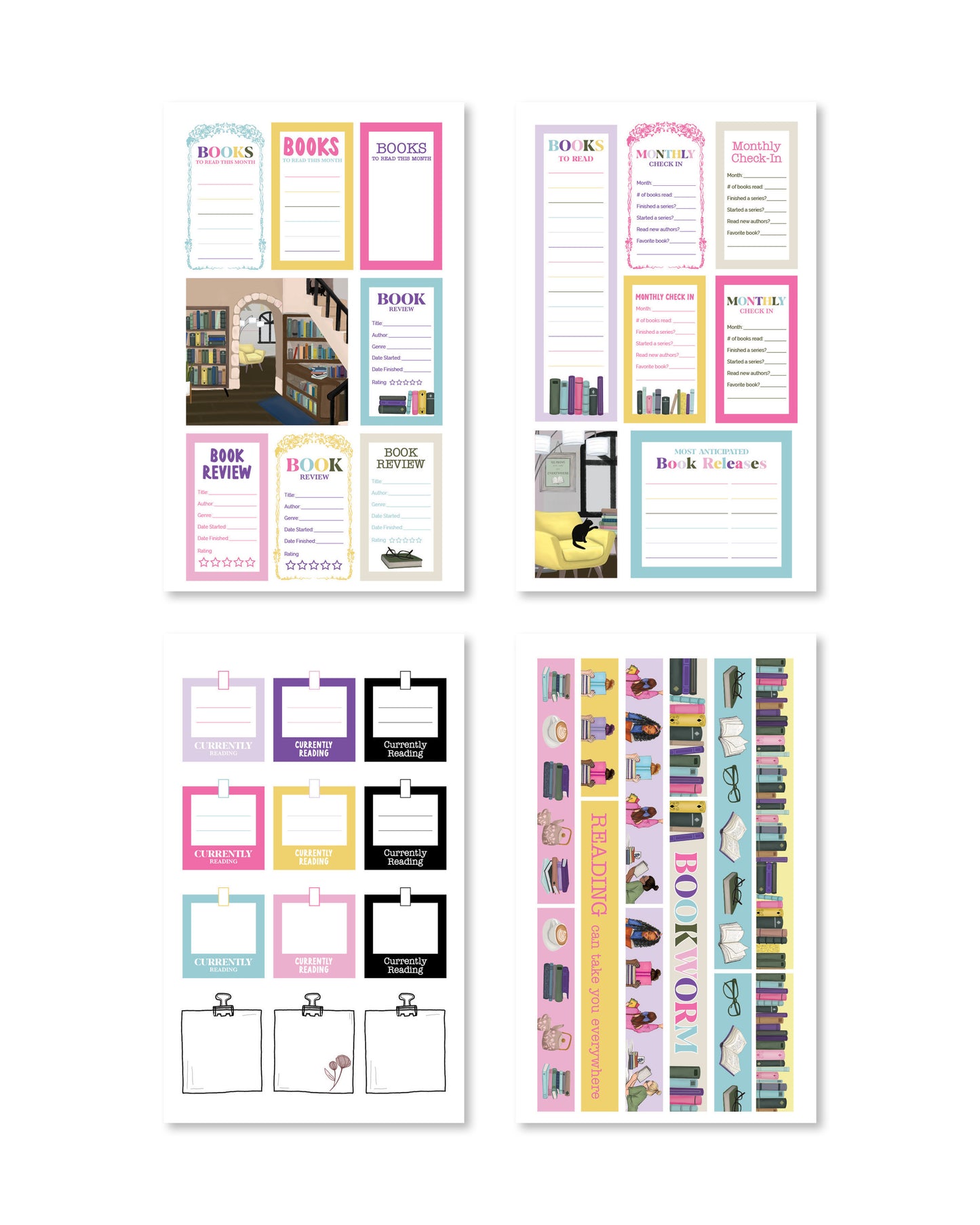 Bookworm Planner Sticker Book (Set of 6)