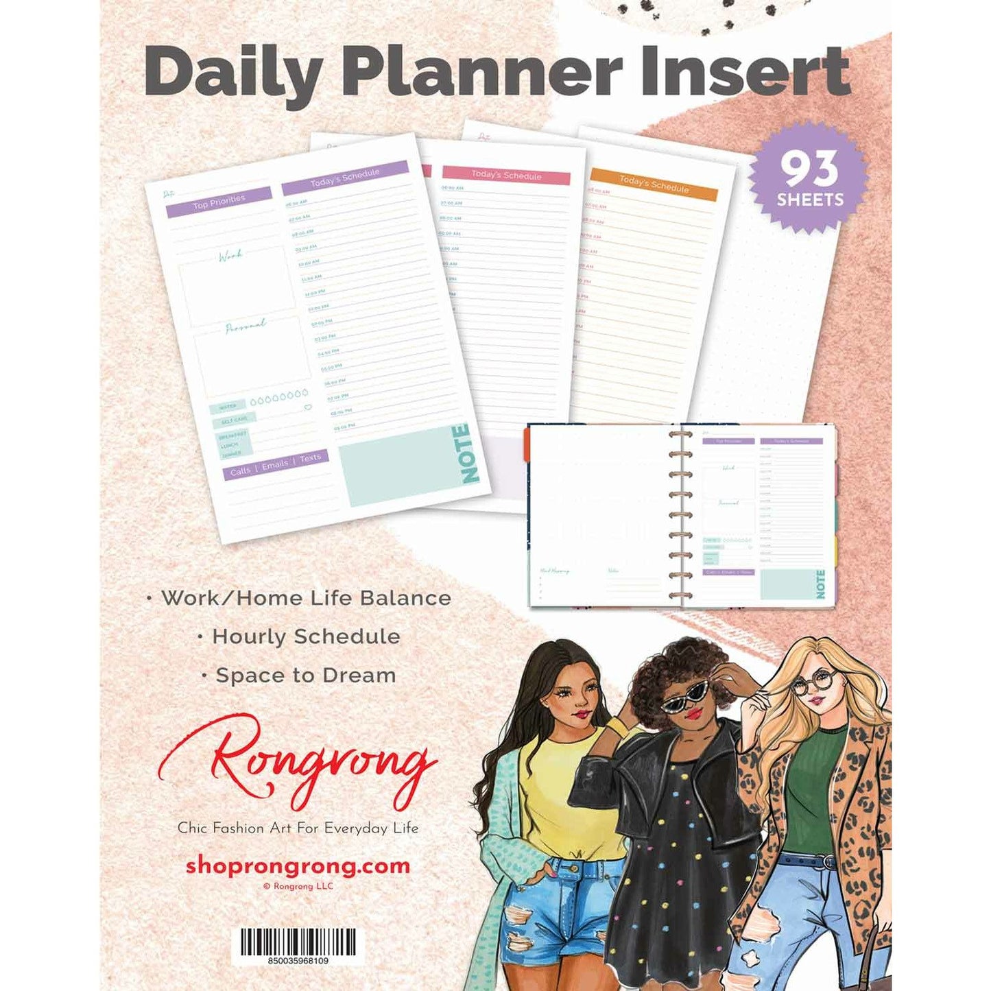 DAILY PLANNER INSERT - CLASSIC SIZE - QUARTERLY SUPPLY (Set of 6)